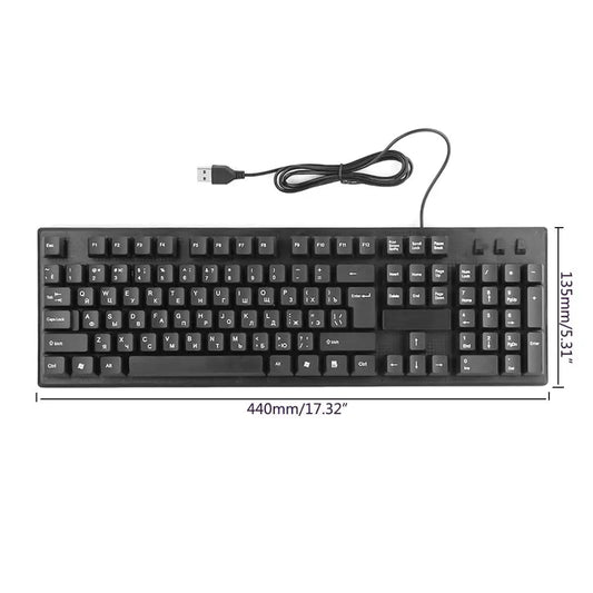Russian/ English Silent Keyboard Waterproof Office Keyboard for Windows Computer Keyboard
