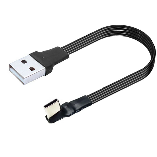 USB elbow to type-C male charging data cable version 2.0 connector elbow right angle flexible flat cable